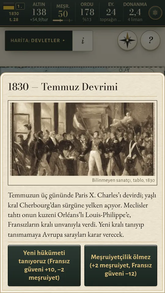 Telefon ekranı: Temmuz Devrimi, dönemin bir tablosu ve bedelleriyle birlikte iki cevap.